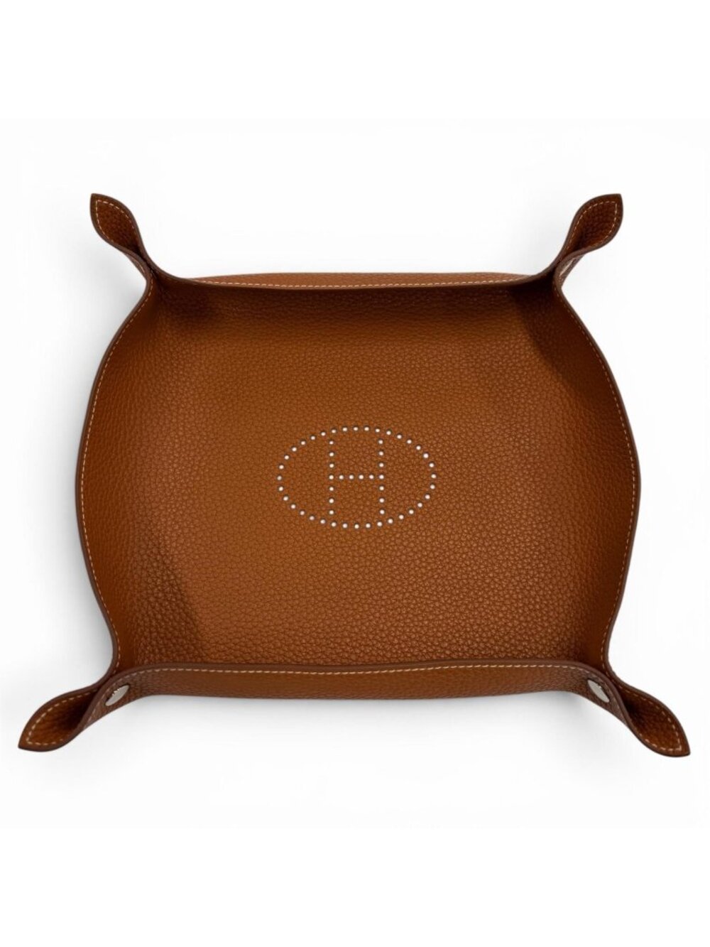 Hermes Vido Posh Tray Taurillon Clemence Leather Silver Logo Case Brown